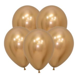 S Зеркальные шары 12 Рефлекс Золото / Reflex Gold/ 12 шт. /, Латексный шар (Колумбия)