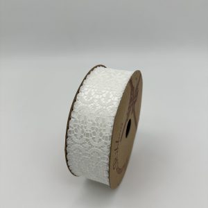 Лента декоративная "Нежные узоры" 40mm*10 ярд белый