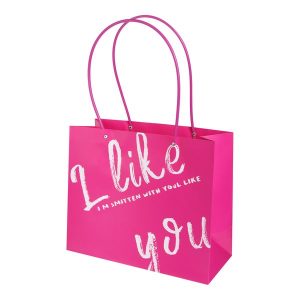 SALE Сумка с пластиковыми ручками "I Like you" 30x13x25cm 1ШТ, цв. розовый