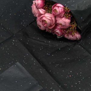 Бумага тишью Черная с блестками 50*66см / 10шт