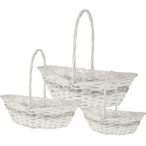 Корзина плетеная (ива), 53х30хН14/42 см, 45х25хН13/38 см, 38х20хН11/34 см, набор (3 шт), белый