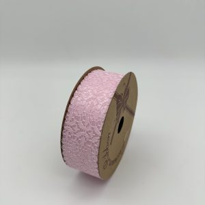Лента декоративная "Нежные узоры" 40mm*10 ярд нежно-розовый