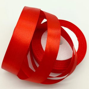 Лента атласная, на пене, односторонняя, 25 мм х 25 ярд, красный (5 шт/упак)