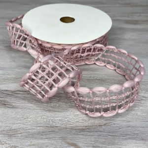 Лента декоративная "Плетение", 2,5cmx20yards, цв.розовый
