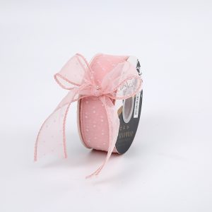 Лента органза "Крапинка", 4cmx15yards, цв.розовый