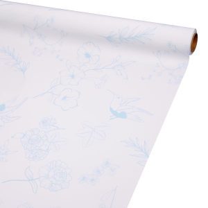SALE Матовая плёнка "Полевые цветы" 65 микрон, 58cm*10m, цв. голубой