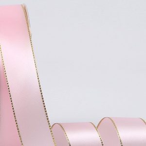 Лента декоративная "Золотая кайма", полиэстер, 25 мм х 40 ярд., розовый