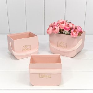 Набор коробок под цветы Сумочки "Be happy" 16,5x12x12,5 см, 14x11x11,5 см, 12,5x9x10 см, 3 шт., св.р