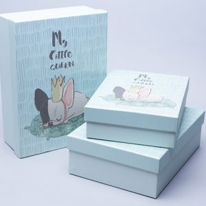 Коробка прямоугольник набор из 3шт 29х21х9,5см W72301-2CD мопс с короной