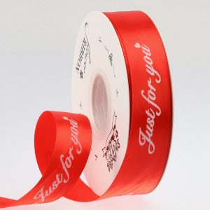 Лента декоративная "Just for you", полиэстер, 25 мм х 40 ярд., красный