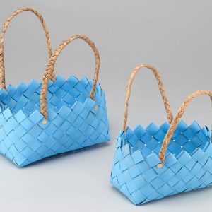 Набор корзин плетеных (секвойя), 27x18x14/28 см; 23x14x12/24 см, 2 шт., св.голубой