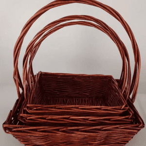 Набор плетеных корзин (ива): 40X30XH12/39, 35X26XH10/34, 30X23XH8/29, 3 шт. коричн