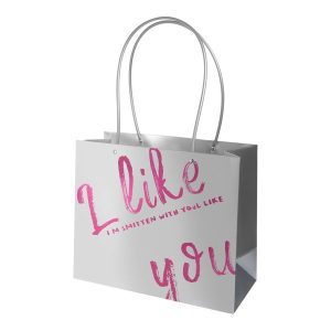 SALE Сумка с пластиковыми ручками "I Like you" 30x13x25cm 1ШТ, цв. серебро