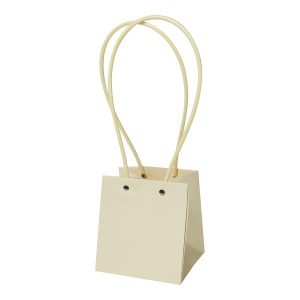 Сумка с пластиковыми ручками 13*13*15cm, цв. матовый кремовый