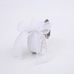 Лента органза "Крапинка", 4cmx15yards, цв.белый