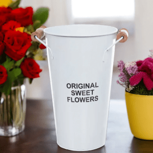 Вазон "Original sweet flowers" (цинк), D20хН40 см, 7 л, с ручками Белый, (H-40, D-20, Белый)