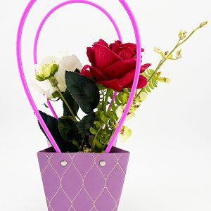 Пакет подарочный тисненый золотым фольгированием, (волна) 13*9.5*15.5 см 1ШТ., сиреневый
