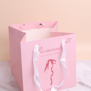 Сумочка подарочная 2ШТ. 25х25x25см с бантом розовый
