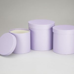 Набор коробок с крышкой,19,5х19 см, 17,5х17 см, 15,5х15 см, 3 шт, св.-сиреневый