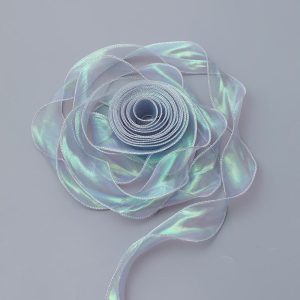 Лента декоративная (4 см*9,14 м) Органза с леской, Серебро, Хамелеон, 1 шт.