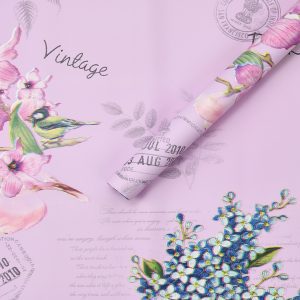 Флористическая пленка "Vintage", 65 мкр, 58 см х 58 cм, 20 листов/упак., пастельно-сиреневый