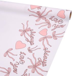 SALE Матовая плёнка "Бантики" 65 микрон, 58cm*10m, цв. светло-розовый