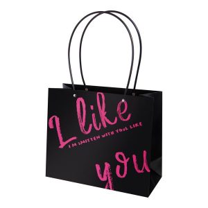 SALE Сумка с пластиковыми ручками "I Like you" 30x13x25cm 1ШТ, цв. черный