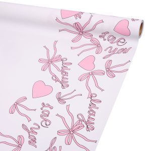 SALE Матовая плёнка "Бантики" 65 микрон, 58cm*10m, цв. розовый