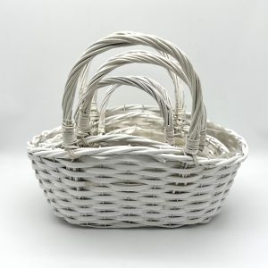 Набор корзин из ивы 3шт, "Сумка", 45*20*H21*15.5*HH37; 39*16*H19*14*HH31; 34*13*H16*12*HH27, белый