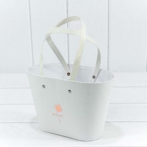 Коробка под цветы с двумя ручками, картон, 22,5x13,5x15,2 см, белый (W9626)