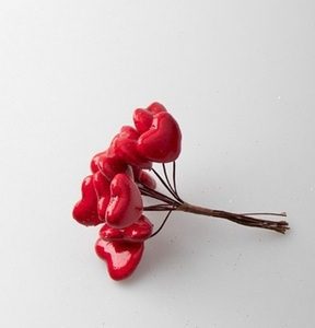 Вставка Сердце на проволоке 12шт 2,7х2,5х12см К красный