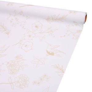 SALE Матовая плёнка "Полевые цветы" 65 микрон, 58cm*10m, цв. кремовый