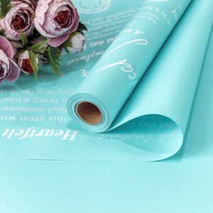 Плёнка 0,58*10м матовая двухсторонняя 65мкм с глянцевой печатью Голубой 0032