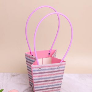 Сумочка для цветов 13х 9,5х15,5см К полосы на белом