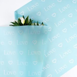 Пленка матовая "Love" Голубой 04 58см*10м т.м.30 0977
