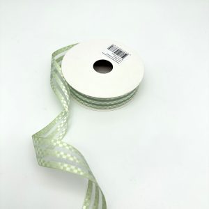 Лента органза с атласными вставками, 2,5cmx18yards, цв.светло-зеленый
