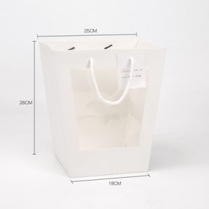 Пакет подарочный трапеция с прозрачным окошком, 18*25*28 см, НАБОР 5шт, белый