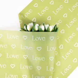 Пленка матовая "Love" Оливковый 02 58см*10м т.м.30