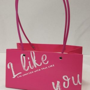 SALE Сумка с пластиковыми ручками "I Like you" 12x12x23cm, 1ШТ, цв. розовый