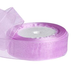 Лента органза,25mmx25yards, цв. сиренево-розовый