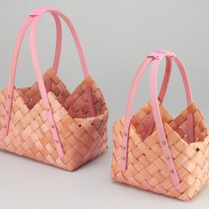 Набор корзин плетеных (секвойя), 30x21x13*19/39cm. 22x15x14/18.5/34cm, 2 шт., светло-розовый