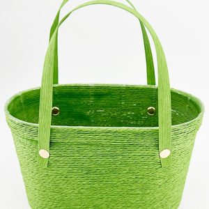 Сумочка плетеная из бумажной лозы, верх 23*13 см, низ 20*9 см, высота 14 см, травяной
