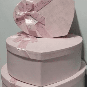 Набор коробок Сердца 31x28x12, 27x24x10,5, 23x20x9, 3 шт, св.розовый