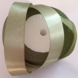 Лента атласная, на пене, односторонняя, 25 мм х 25 ярд, зеленый мох (5 шт/упак)