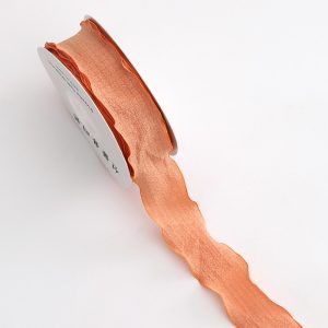 Лента плиссированная с оборками, однотонная, 40mmx10y, цв. оранжевый