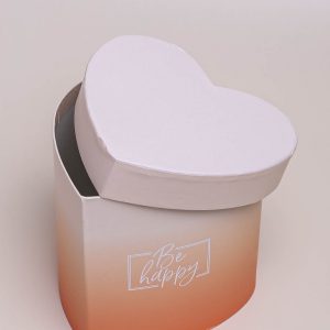 Коробка Сердце 12х10,5х10,8см Be happy градиент оранжевый