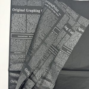 Тишью Бумага "Газета", 20 листов в упаковке, 20 грамм, 50cmx70cm, цв. серебристый на черном
