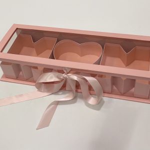 Коробка под цветы "Мама" 44,5x15,5x9,7см, 1 шт., св.розовый