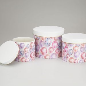 Набор коробок "Воздушные шарики" 23x19,5см,20x17см,17x14см, 3 шт, белый/мультиколор