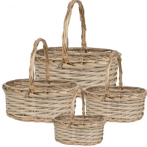 Корзина плетеная (ива), 55x44xH20/53 см - 34x25xH15/36 см, набор (4 шт), (Натуральный)
